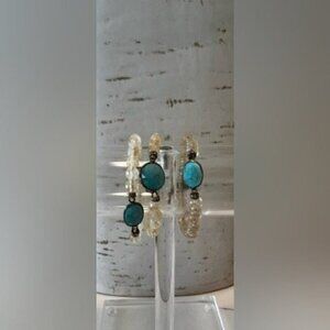 Bracelet Set of 3 Bracelets with Turquoise Charms - Teen Girls Trendy Stuff